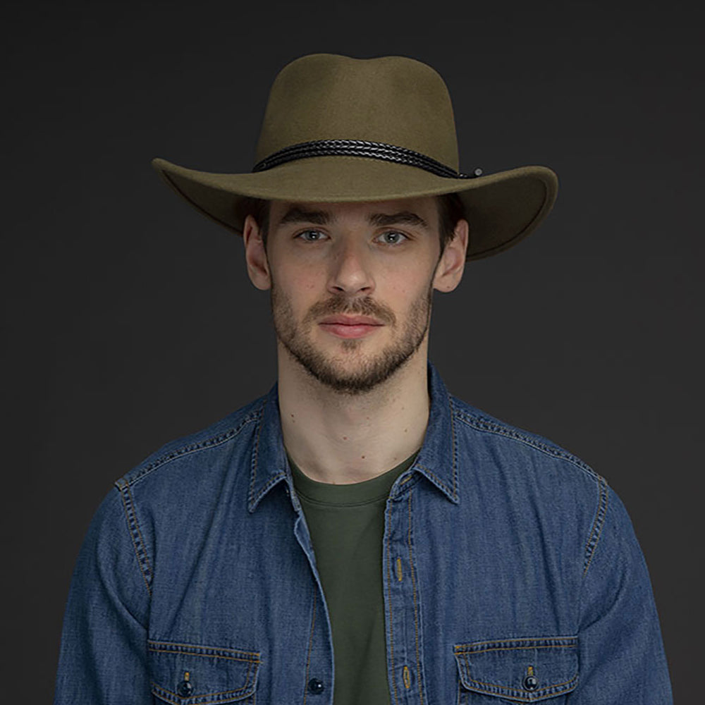Sombrero Outback Piston de fieltro de lana de Bailey - Verde Oliva