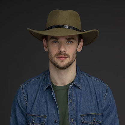 Sombrero Outback Piston de fieltro de lana de Bailey - Verde Oliva