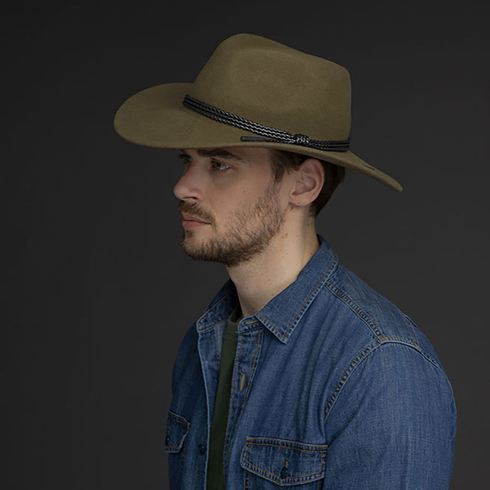 Sombrero Outback Piston de fieltro de lana de Bailey - Verde Oliva