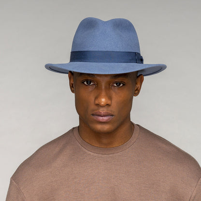 Sombrero Fedora Curtis plegable Repelente de agua de fieltro de lana de Bailey - Azul
