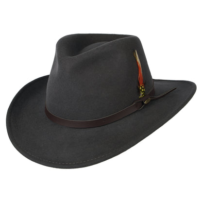 Sombrero Outback Dakota plegable Repelente al agua de fieltro de lana de Scala - Gris