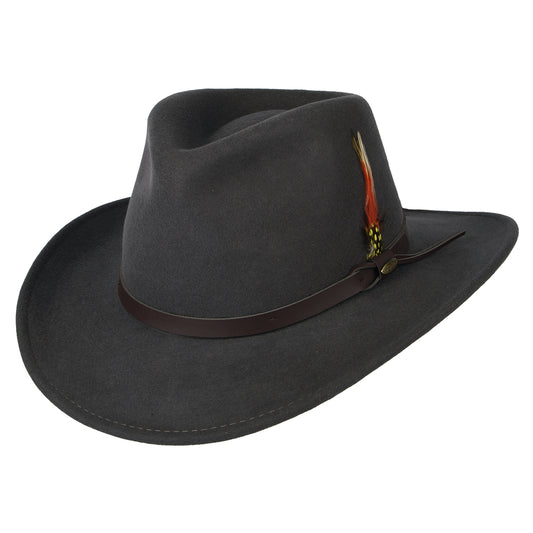 Sombrero Outback Dakota plegable Repelente al agua de fieltro de lana de Scala - Gris