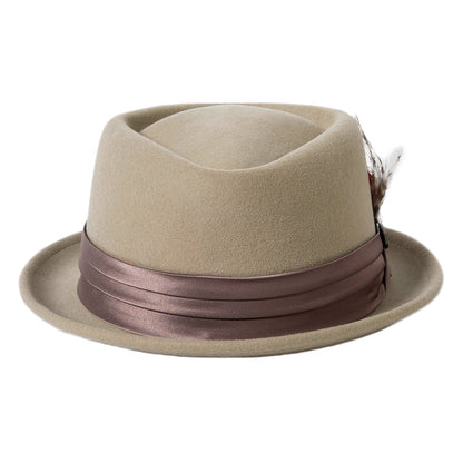 Sombrero Pork Pie Stout de fieltro de lana de Brixton - Arena-Arena Oscuro