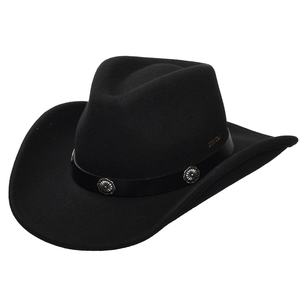 Sombrero Cowboy plegable Repelente al agua de fieltro de lana de Stetson - Negro
