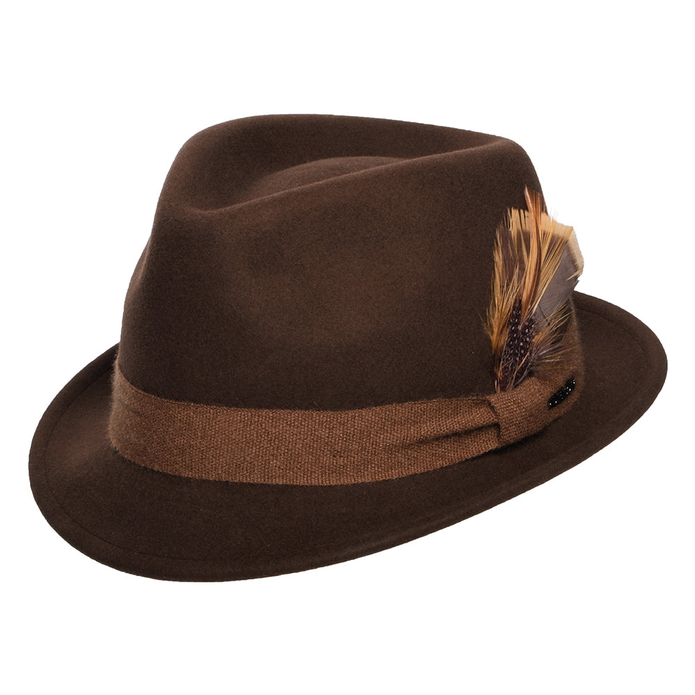 Sombrero Trilby Guilford Player de fieltro de lana-cachemira de Stetson - Marrón