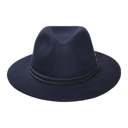 Sombrero Fedora Safari Tenvelco Traveller repelente al agua de fieltro de lana de Stetson - Azul Marino
