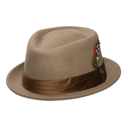 Sombrero Pork Pie Stout de fieltro de lana de Brixton - Beige Arena