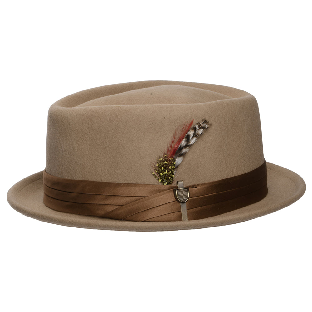 Sombrero Pork Pie Stout de fieltro de lana de Brixton - Beige Arena