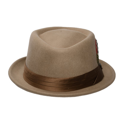Sombrero Pork Pie Stout de fieltro de lana de Brixton - Beige Arena