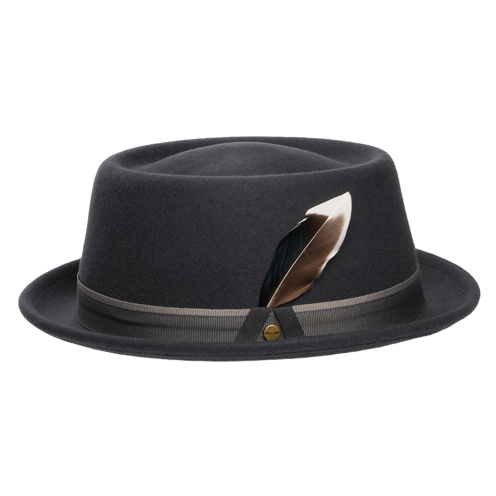 Sombrero Pork Pie repelente al agua de fieltro de lana de Stetson - Gris Oscuro