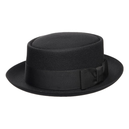 Sombrero Pork Pie de fieltro de lana de Christys - Negro