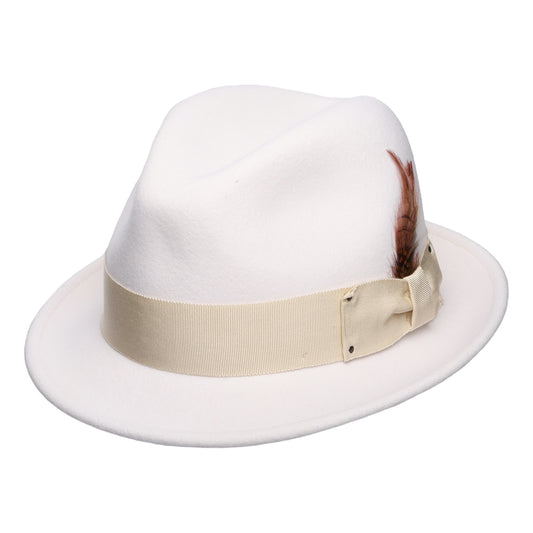 Sombrero Trilby Tino plegable Repelente al agua de fieltro de lana de Bailey - Blanco Roto