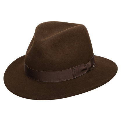 Sombrero Fedora Curtis plegable Repelente de agua de fieltro de lana de Bailey - Marrón