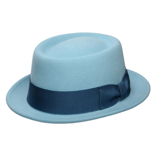 Sombrero Pork Pie Darron plegable Repelente al agua de fieltro de lana de Bailey - Azul Claro