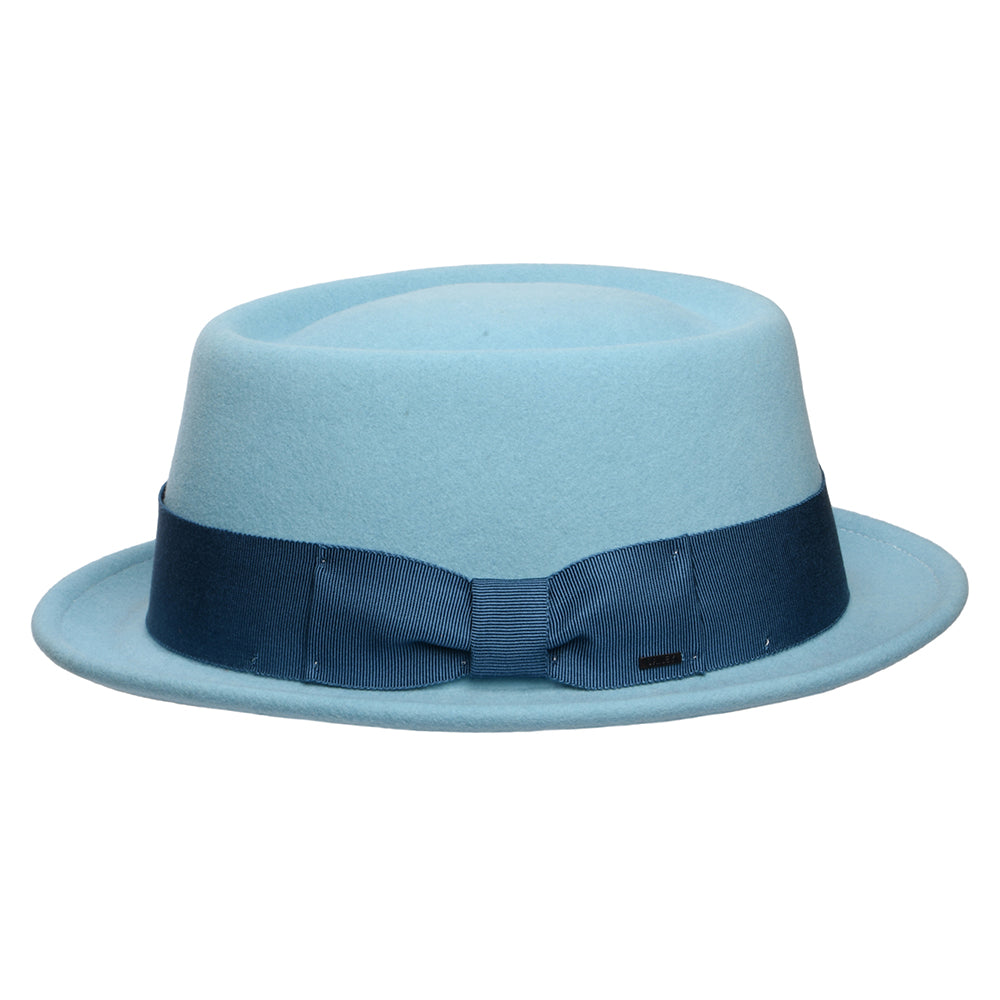 Sombrero Pork Pie Darron plegable Repelente al agua de fieltro de lana de Bailey - Azul Claro
