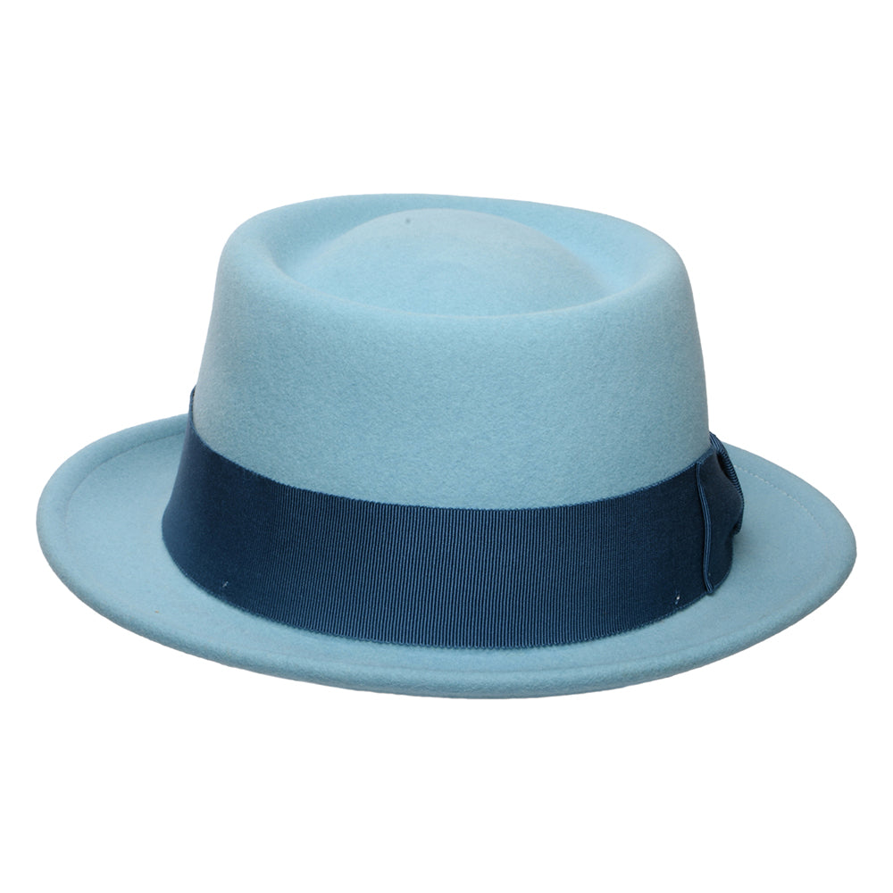 Sombrero Pork Pie Darron plegable Repelente al agua de fieltro de lana de Bailey - Azul Claro