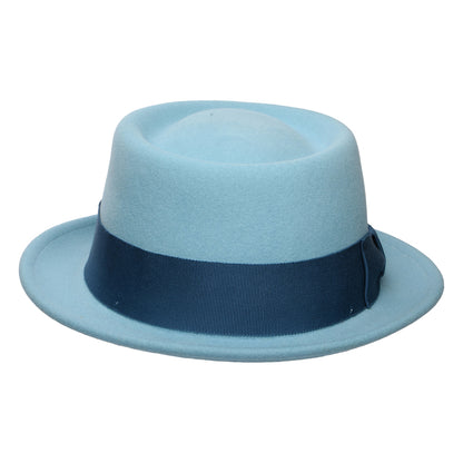Sombrero Pork Pie Darron plegable Repelente al agua de fieltro de lana de Bailey - Azul Claro