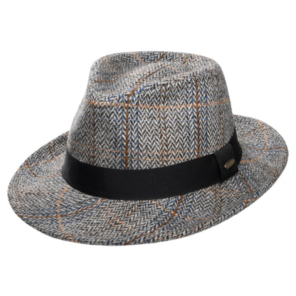 Sombrero Fedora Barry de mezcla de lana diseño de espiga de Scala - Gris