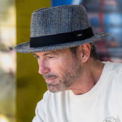 Sombrero Fedora Barry de mezcla de lana diseño de espiga de Scala - Gris