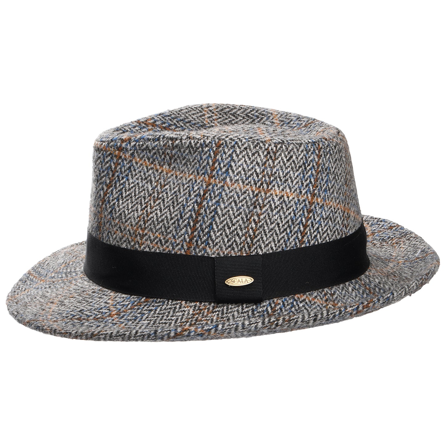 Sombrero Fedora Barry de mezcla de lana diseño de espiga de Scala - Gris