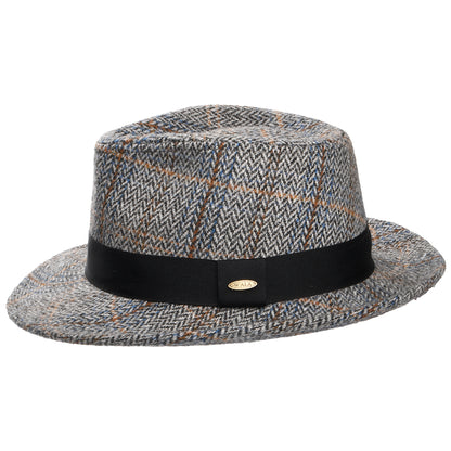 Sombrero Fedora Barry de mezcla de lana diseño de espiga de Scala - Gris