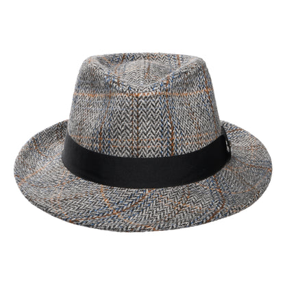 Sombrero Fedora Barry de mezcla de lana diseño de espiga de Scala - Gris
