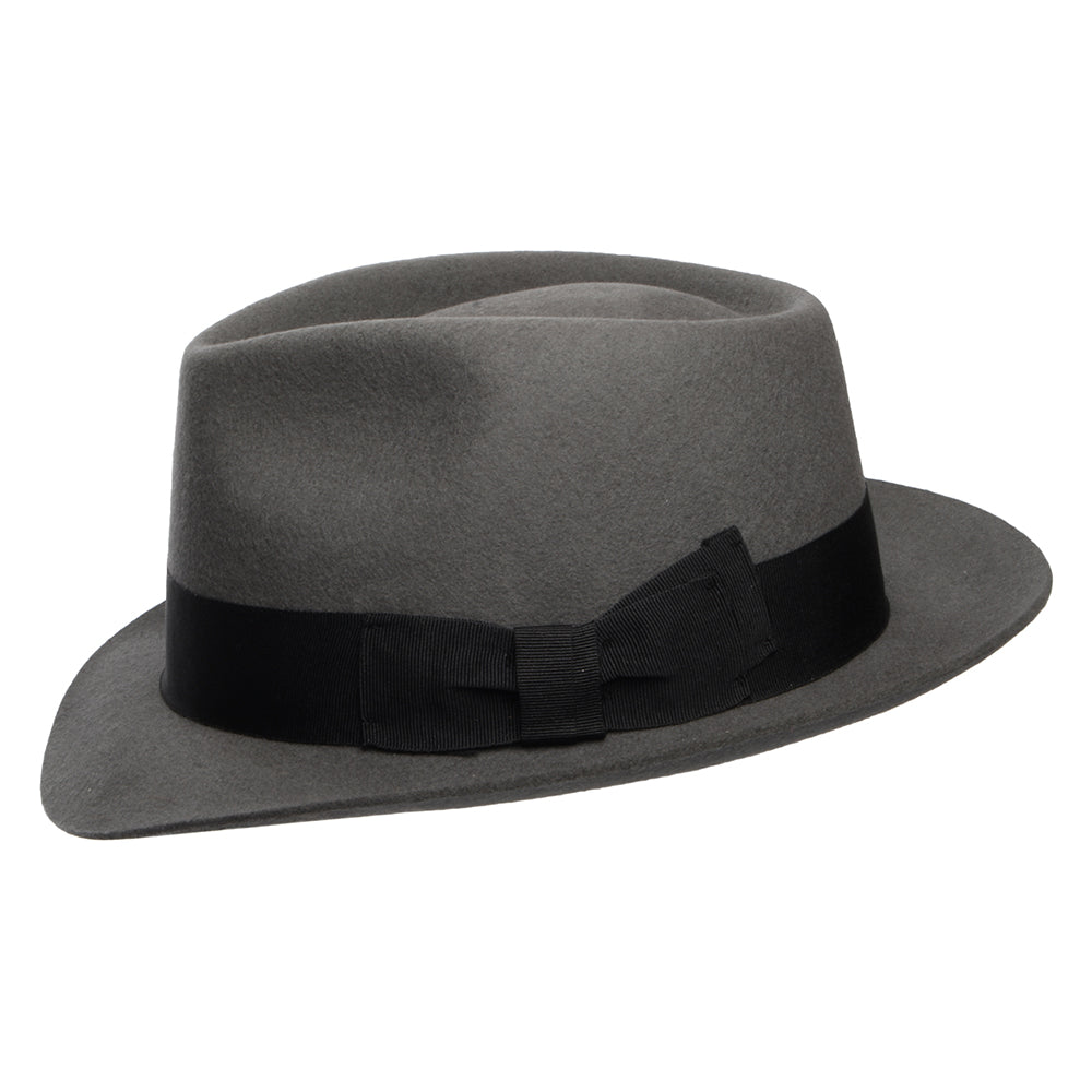 Sombrero Trilby Manhattan de fieltro de lana de Denton - Gris