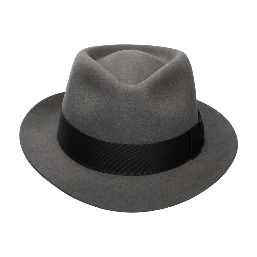 Sombrero Trilby Manhattan de fieltro de lana de Denton - Gris