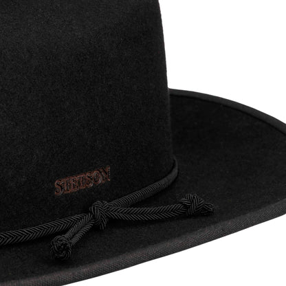 Sombrero Cowboy Plains resistente al agua de fieltro de lana de Stetson - Negro