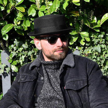 Sombrero flexible de lana Pork Pie de Jaxon & James - Negro
