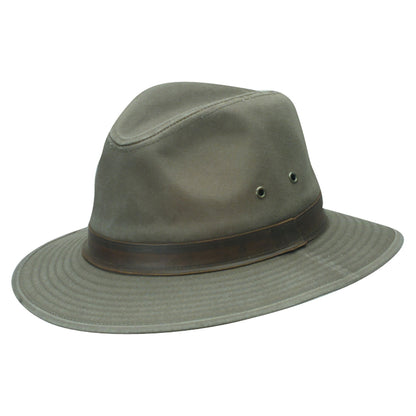 Sombrero Safari Resistente a lloviznas de algodón de Dorfman Pacific - Verde Oliva