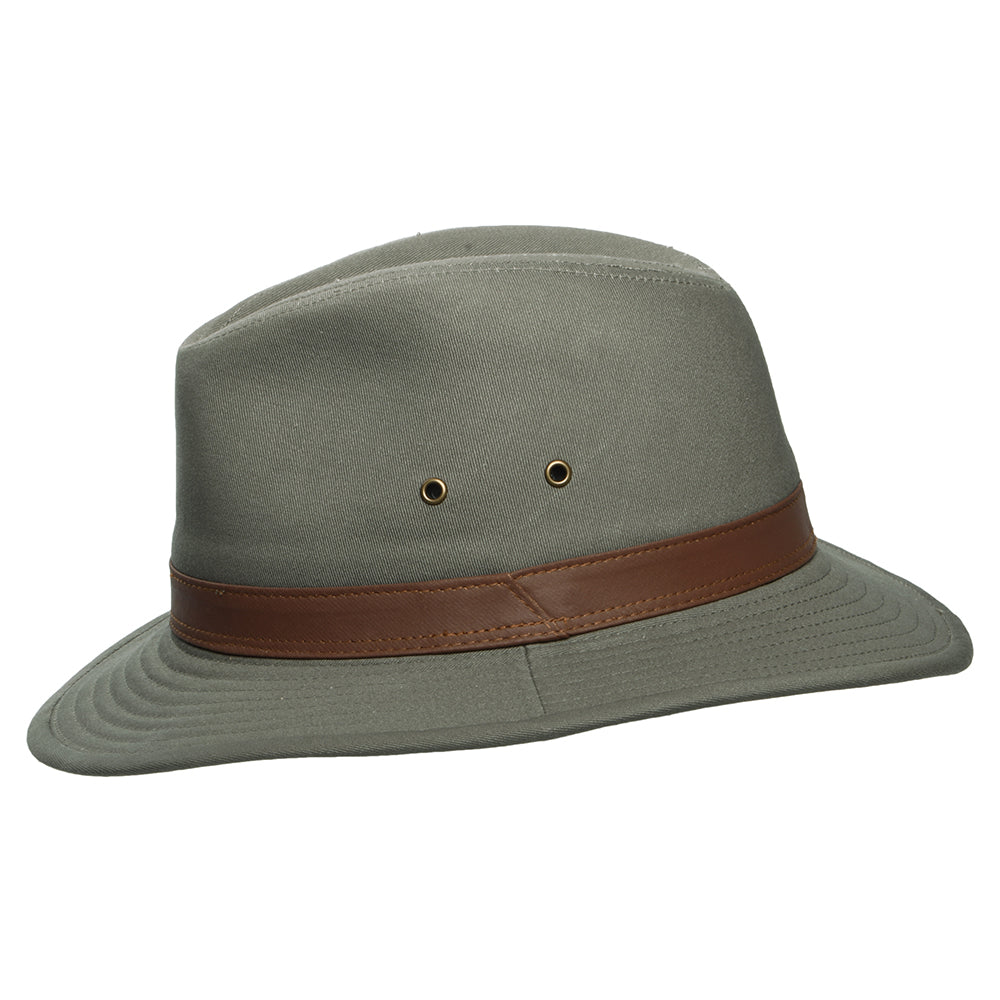 Sombrero Safari Resistente a lloviznas de algodón de Dorfman Pacific - Verde Oliva