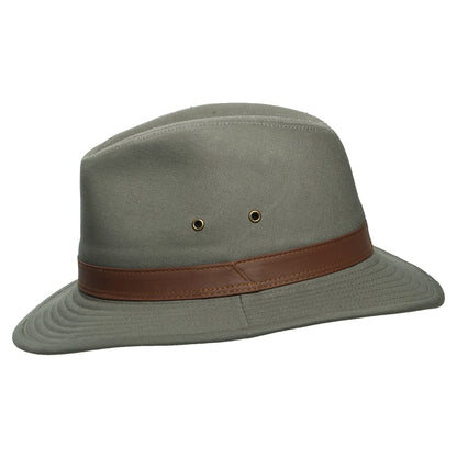 Sombrero Safari Resistente a lloviznas de algodón de Dorfman Pacific - Verde Oliva