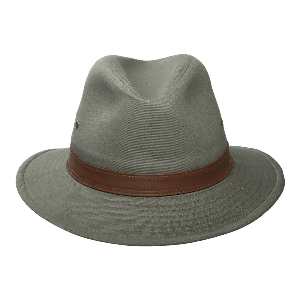 Sombrero Safari Resistente a lloviznas de algodón de Dorfman Pacific - Verde Oliva