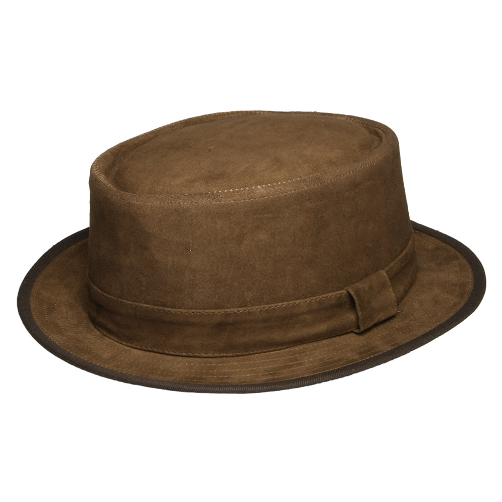 Sombrero Pork Pie de gamuza de Denton - Marrón Claro