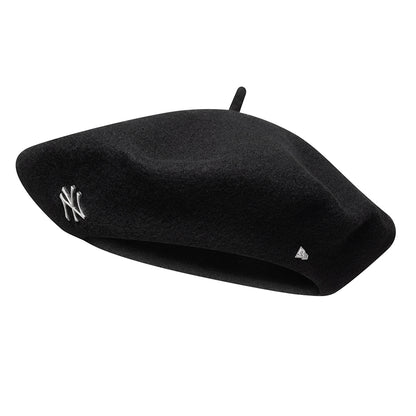 Boina Pin Bade New York Yankees de lana melton para mujeres de New Era - Negro