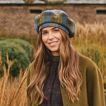 Boina de Harris Tweed de Failsworth - Azul-Verde Musgo
