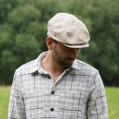 Gorra Newsboy redonda de lino de Jaxon & James - Natural