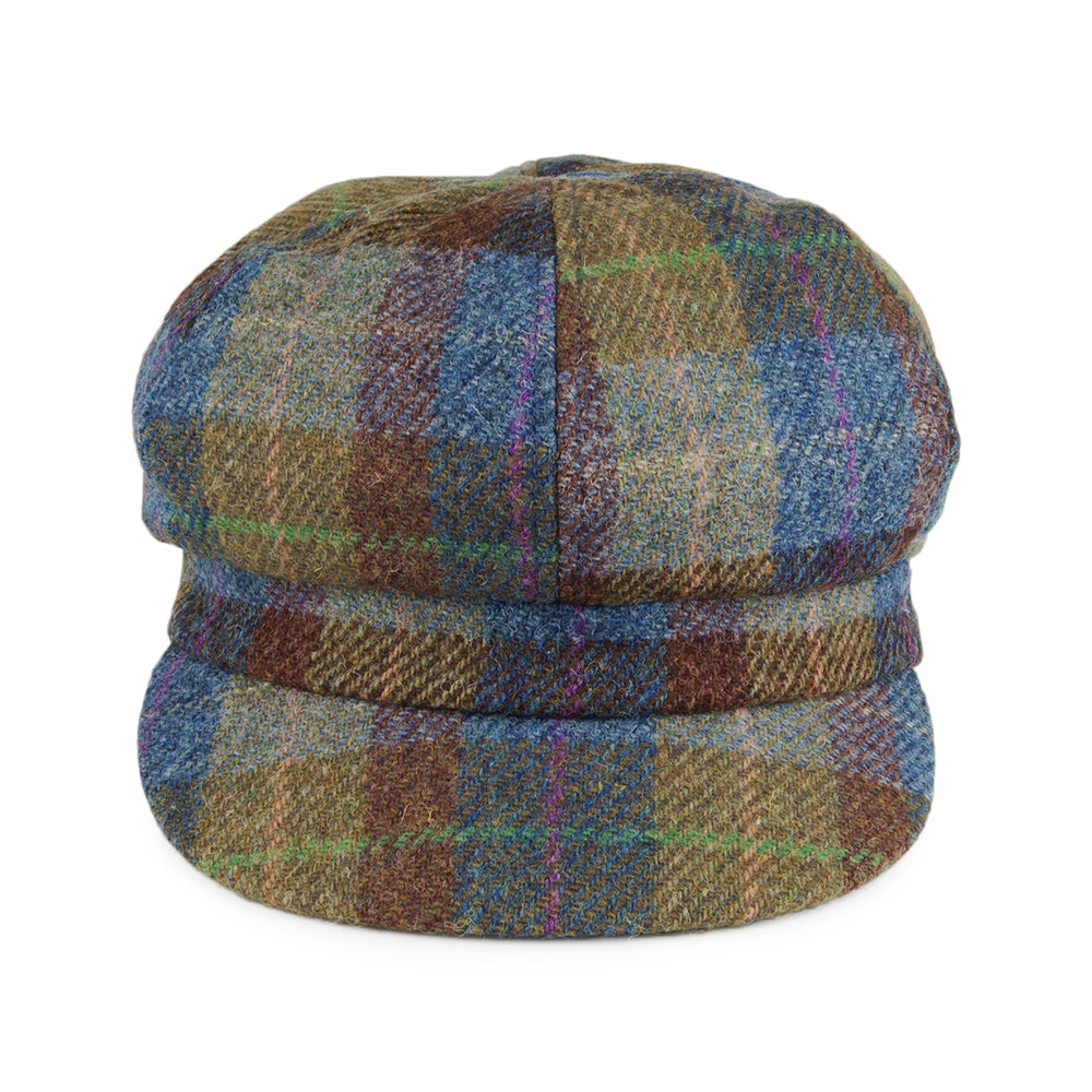 Gorra Baker Boy Gabby de Harris Tweed de Failsworth - Azul-Verde