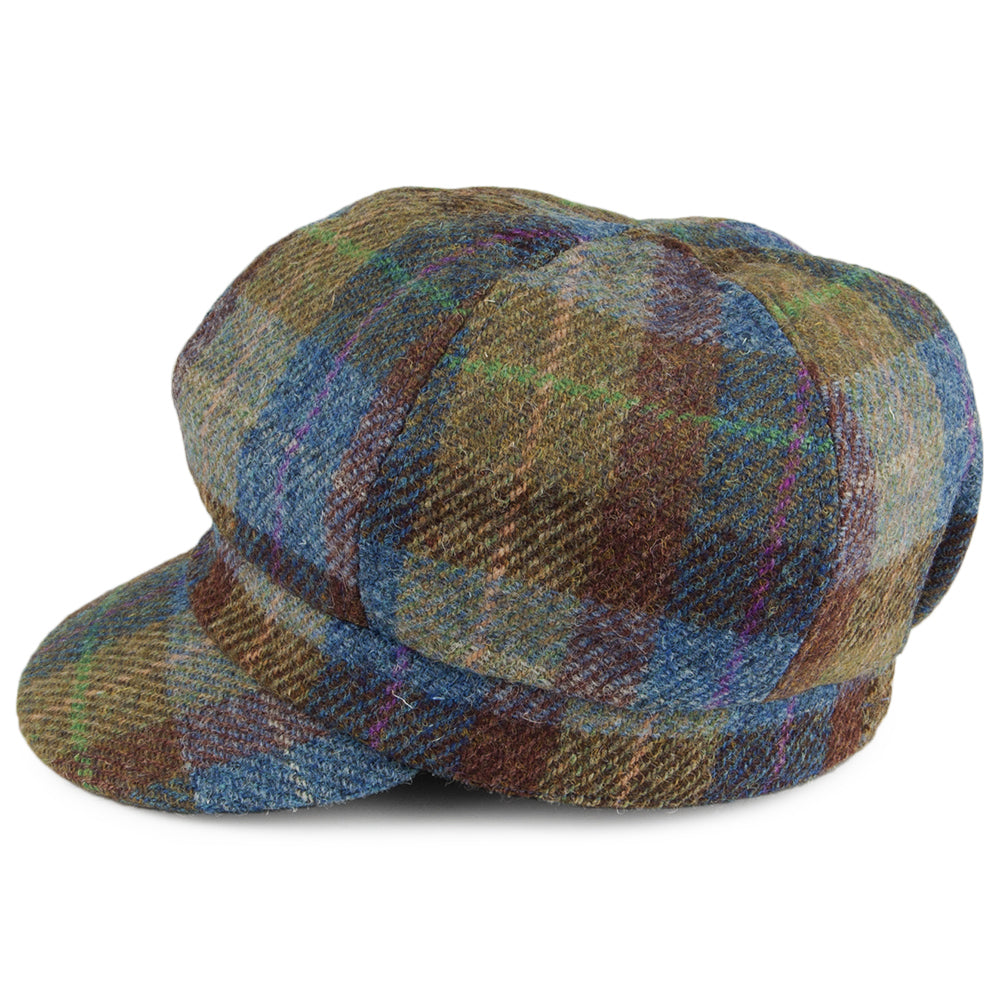 Gorra Baker Boy Gabby de Harris Tweed de Failsworth - Azul-Verde