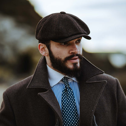 Gorra Newsboy Arnol de HARRIS TWEED de Jaxon & James - Musgo-Marrón