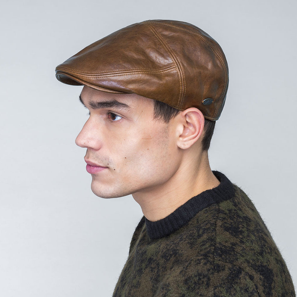 Gorra plana Reffell de cuero de Bailey - Marrón