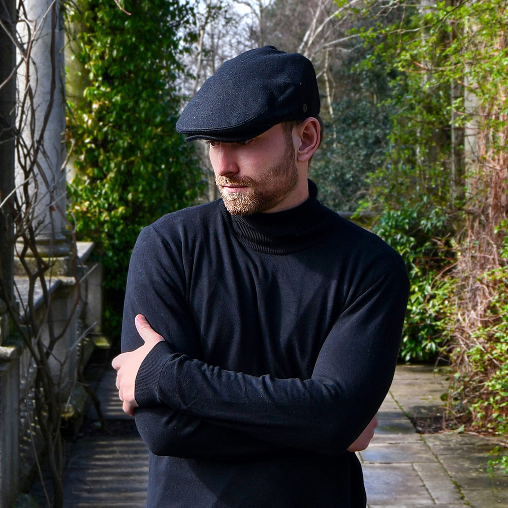 Gorra plana de lana melton de Jaxon & James - Negro