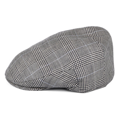 Gorra plana Ascot Camberley de mezcla de lino Príncipe de Gales de Christys - Negro-Blanco-Azul