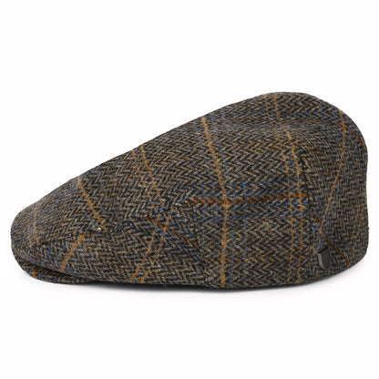 Gorra plana Hooligan espiga a cuadros de Brixton - Negro Lavado-Marrón