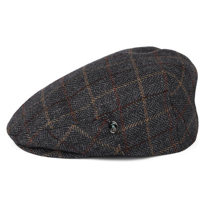 Gorra plana de lana-cachemira Herringbone Windowpane de City Sport - Gris