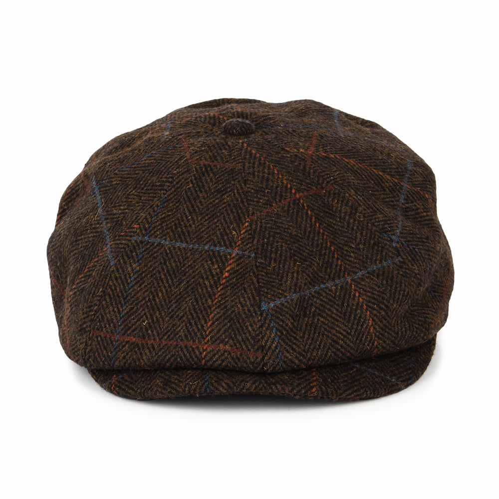 Gorra Newsboy Brood espiga a cuadros de Brixton - Marrón-Negro-Rojo