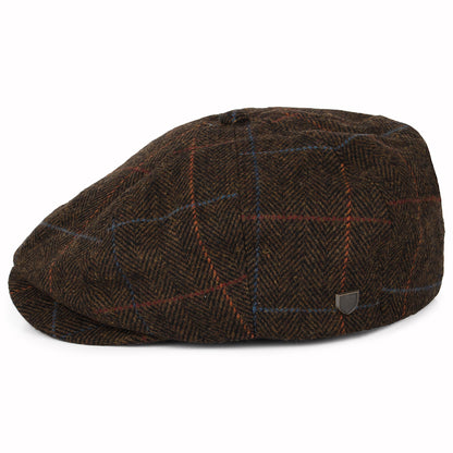 Gorra Newsboy Brood espiga a cuadros de Brixton - Marrón-Negro-Rojo