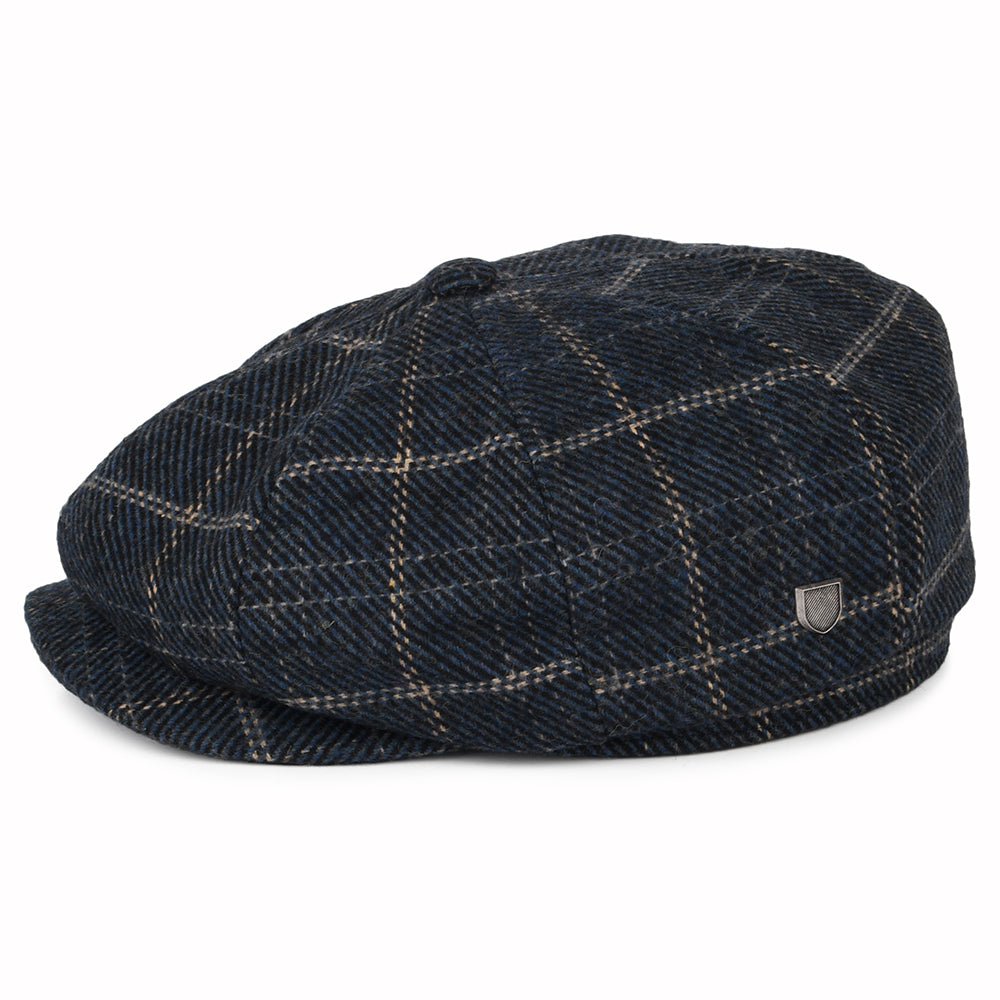 Gorra Newsboy Brood holgada a cuadros de Brixton - Azul Marino-Negro-Blanco Roto