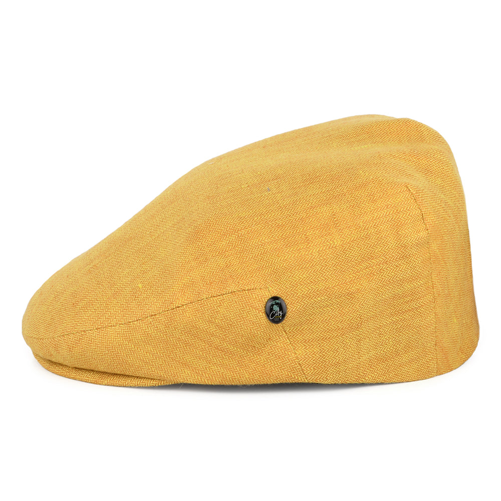 Gorra plana de lino micro espiga de City Sport - Mostaza